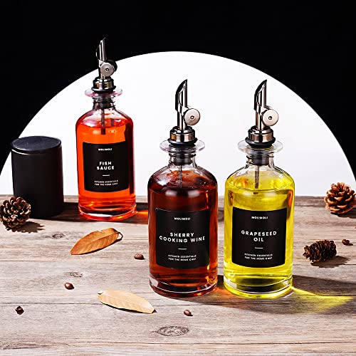 Olive Oil Dispenser Bottle for Kitchen With Weighted Pourer (350ml, Set of 4 Bottles / Black)