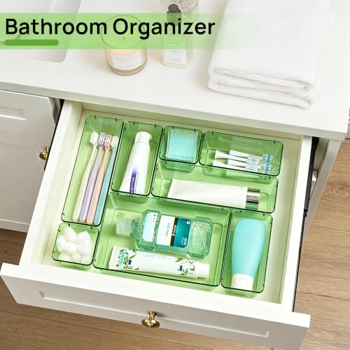 25 Pack Plastic Drawer Organizers with Non (Clear Green)