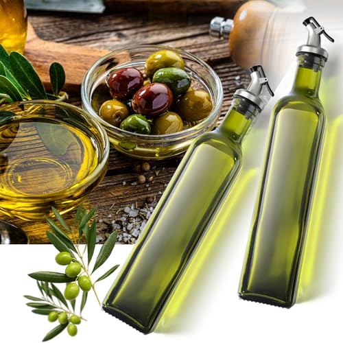 Olive Oil Dispenser Bottle for Kitchen (Green / 17 Ounces)