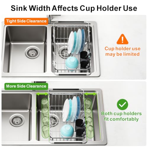 Dish Drying Rack Over the Sink (Silver / For 11.5"-30"W Sink)