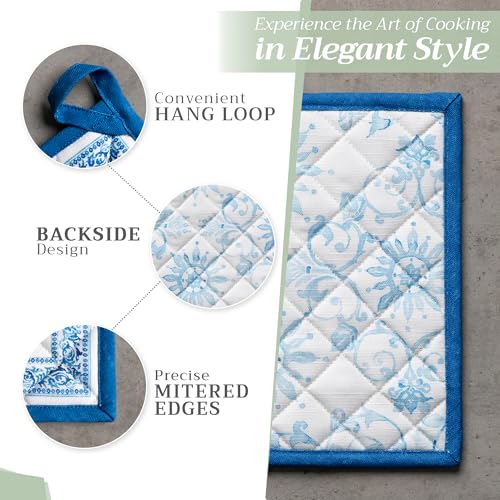 100% Cotton Oven Mitt & Pot Holder Set (032 - Cedrat / 7.5" x 13" & 8" x 8" (Oven Mitt & Pot Holder))