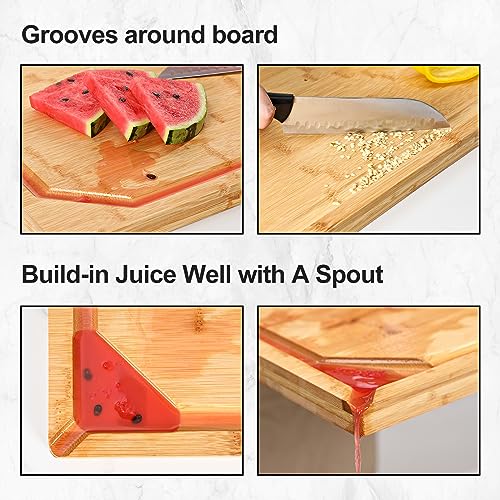 24 x 18 Extra Large Bamboo Serving Boards for Kitchen (Natural / 24"L x 18"W)