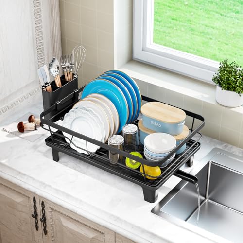 Urakify Dish Drying Rack for Kitchen Counter (Black)
