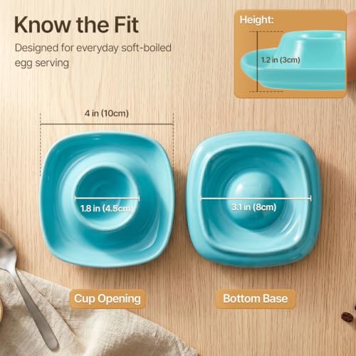 Soft Boiled Egg Cups (6 Pack / Square Style, Blue)