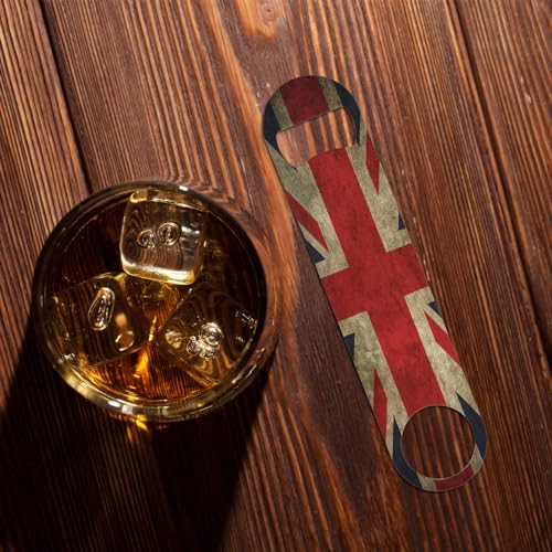 United Kingdom Flag Stainless Steel Bottle Opener Uk British National Flags with Red White Blue Flat Beer Bottle Opener Keychain for Home Kitchen Bar Restaurant Party Birthday Gift (United Kingdom Flag)
