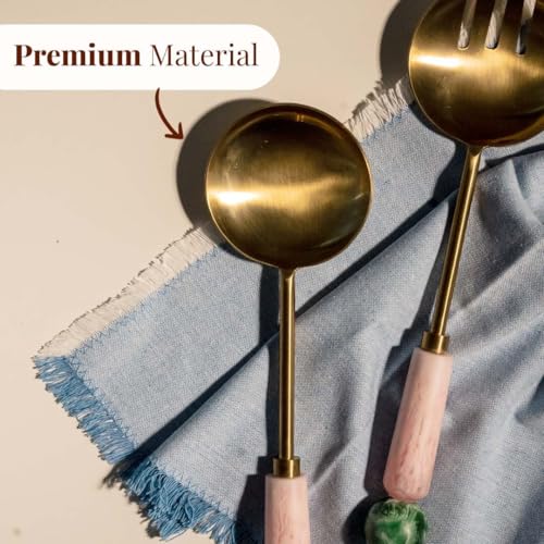 Resin Metal Salad Servers (12 x 3 inches / Pink and Sage)