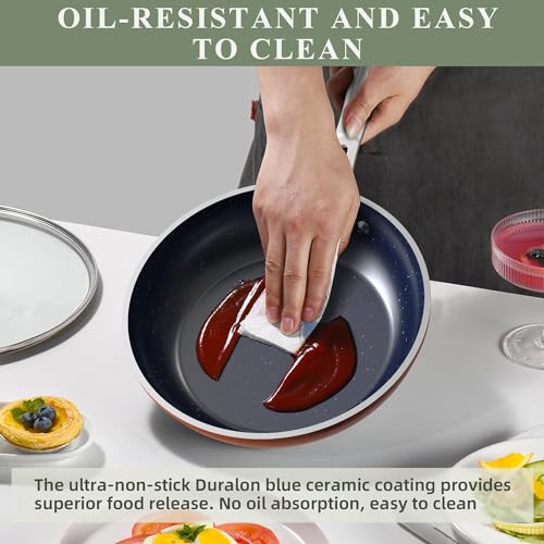 Healthy Duralon Blue Ceramic Nonstick Cookware Set (Metallic Rustic Copper / 12pc Cookware Set / Cookware Set)