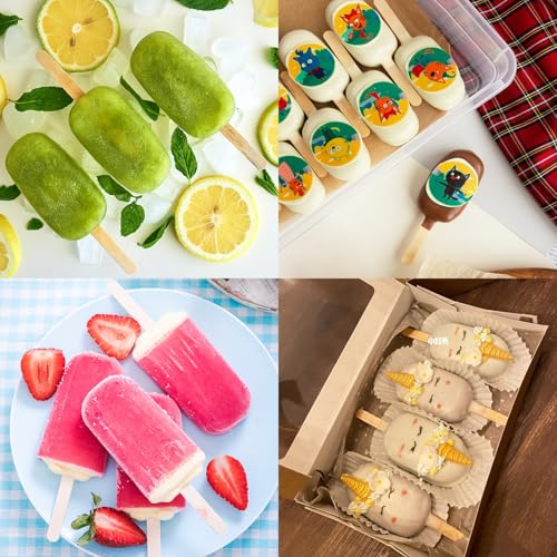 3 Set Violet Popsicles Molds with Lids and 100 Pcs Wooden Popsicles Sticks (Violet / Standard Size)