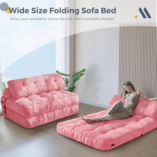 Folding Sofa Bed (Pink / Full)
