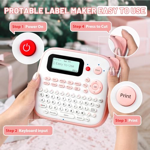 D210S Pink Label Maker Machine with (Pink)