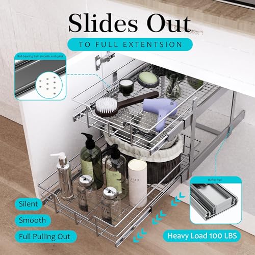 2 Tier Pull Out Cabinet Organizer 18" W X 22" D