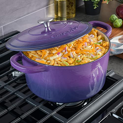 Artisan 7 Quart Round Enameled Cast Iron Dutch Oven (Lavender Purple / 7-Quart)