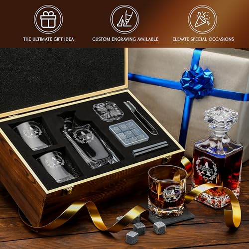 Personalized Old Fashioned Whiskey Decanter and Stones Set