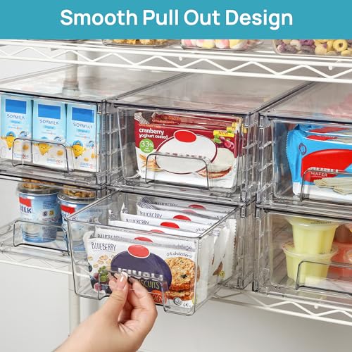 2 Pack Stackable Clear Drawer with Dividers (2Pack 4.4"H-with Dividers)