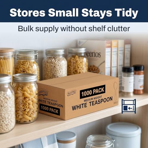 Plastic Spoons White Heavy Duty Disposable Teaspoons (1 Case Teaspoons (1000))