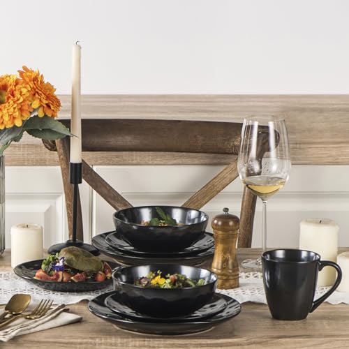 Ceramic Pasta Bowls Set (Bright Black)