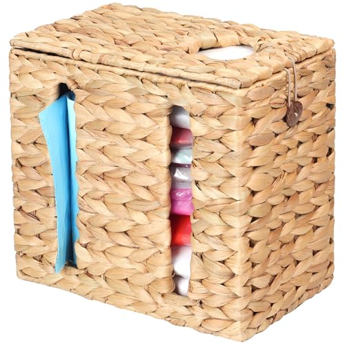 Trash Bag Holder with Scalloped Lid 13 (Natural)