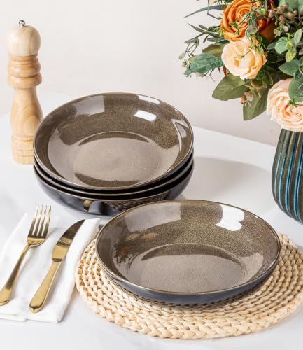 9.0" Ceramic Pasta Bowls Set of 4 (Set of 4 / Coffee)
