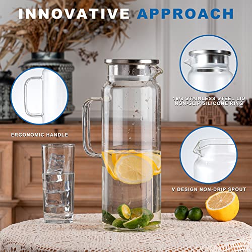 Set of 2 Glass Pitcher with Lid (1800ml)