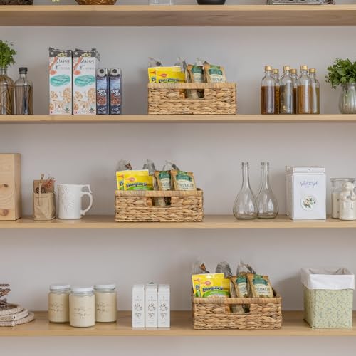 Water Hyacinth Pantry Baskets for Organizing (Natural (Water Hyacinth) / 13"L x 10¼"W x 4¾"H)