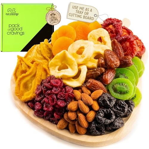 Dried Fruit & Mixed Nuts Gift Basket (8. Wooden Pear Fruit Tray)