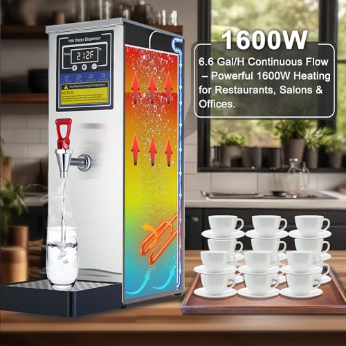Hot Water Dispenser Commercial Water Boiler Countertop Hot Water Machine Stainless Steel Step (Silver 25Liter/H)