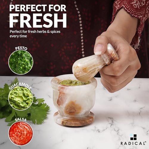 Marble Mortar and Pestle Set 2.5" Small Spice & Herb Grinder (White Onyx / 2.5" Inches)
