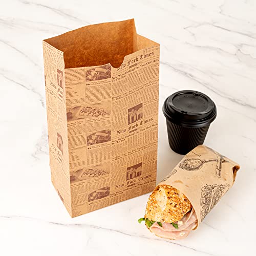 Bag Tek 6 Lb Disposable Lunch Bags 100 Sturdy Take Out Bags (6 lb / Kraft Newsprint)