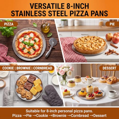 6 Pieces Silver Pizza Pans 8 Inch Bakeware (6 Count)