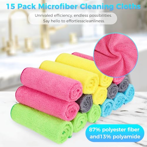15Pcs Microfiber Cleaning Cloths (Assorted / 11.5x11.5inch-15Pack)