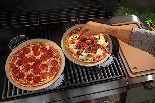 Gourmet BBQ System Pizza Stone with Carry Rack