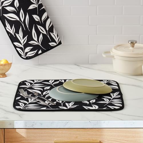 Dish Drying Mats 2 Pack (16''X18'' / Verdant Leaves)