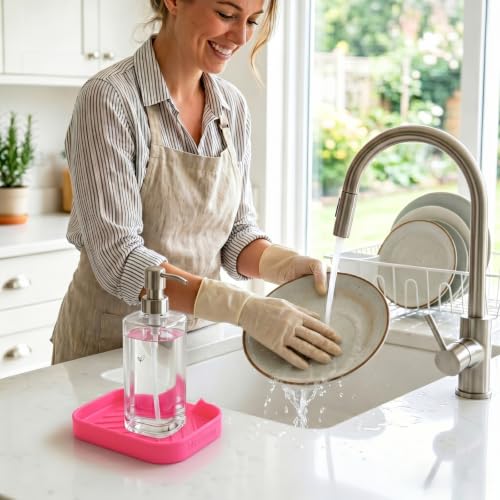 Silicone Soap Dish with Drain Spout (Rose / S(4.9"×3.2"))