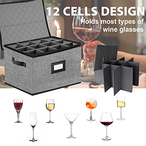 2PACK Quilted Wine Glass Storage Box (2 Count)