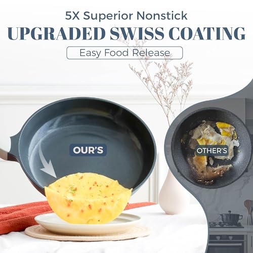 Ceramic Nonstick Deep Saute Pan with Lid (12 Inch / Gray)