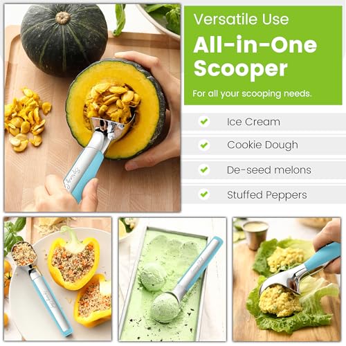 Heavy Duty Metal Ice Cream Scoop w (Blue (Aqua Sky))