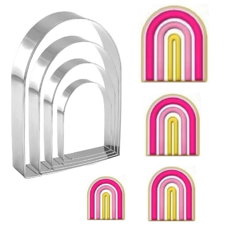 Arched Cookie Cutter Set ANCKNE 4 piece geometric cookie cutter molds (Arched)