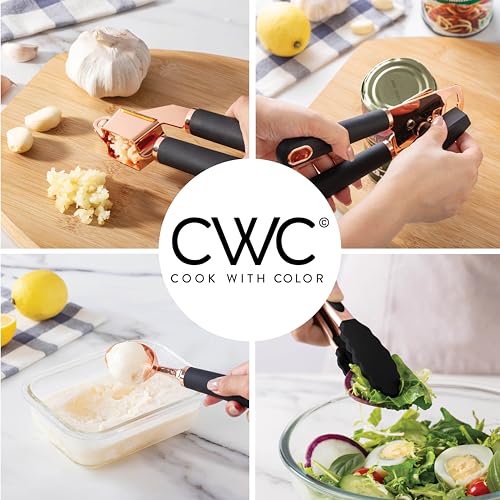 Kitchen Gadget Set Copper Plated Stainless Steel Utensils with Soft Touch Handles (10 Pieces / Copper Black)