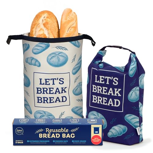 Reusable Cotton Bread Bags for Sourdough & Homemade Bread (2 Count)