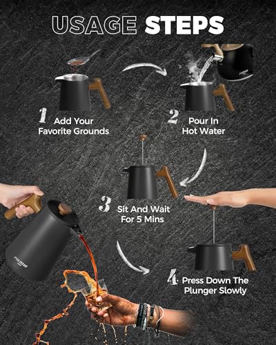POLIVIAR French Press Coffee Maker (Black / 34 oz)