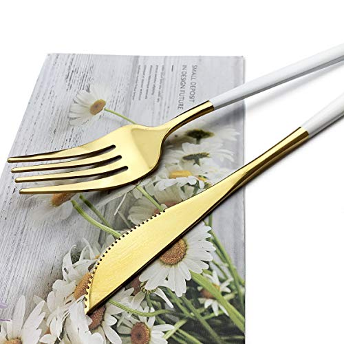 30 Piece Stainless Steel Satin Finish Flatware Set (Service for 6 / White Gold)