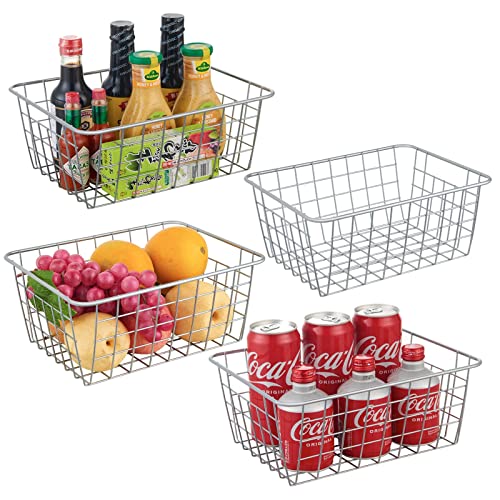 Wire Kitchen Storage Basket 4 Packs (Silver)