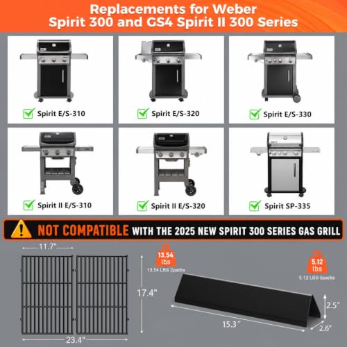 Spirit E310 Grill Parts for Weber Spirit 300 & GS4 Spirit II 300 Series (L2 7638+7636)