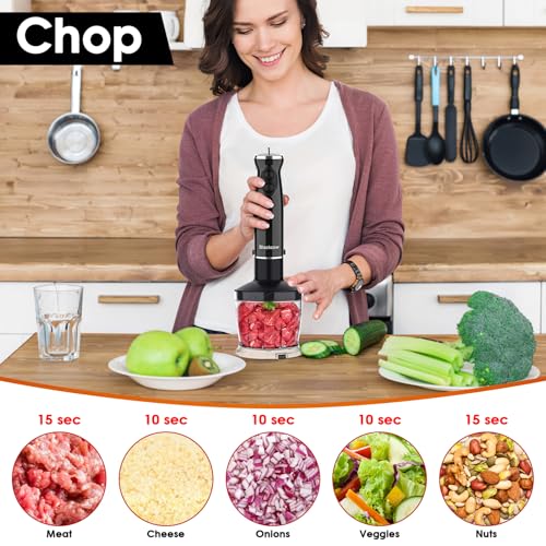 Immersion Blender Set for Kitchen (500 W & 12 Speed / Black Set)