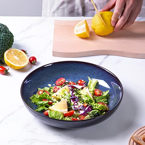 9.0" Ceramic Pasta Bowls Set of 4 (Set of 4 / Blue)