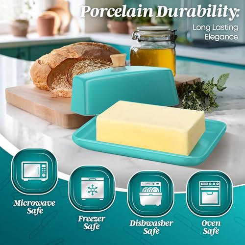 Extra Large Ceramic Butter Dish with Lid (Blue / Extra Large)