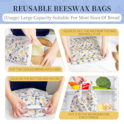 2 Pack Reusable Beeswax Bread Bags for Sourdough & Homemade Bread