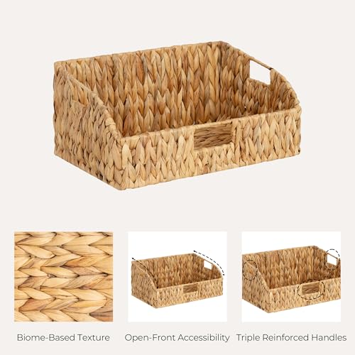 Pantry Baskets for Organizing (Natural(Water Hyacinth) / 15¾"L x 11"W x 7½"H + 14¼"L x 9¾"W x 6¾"H)