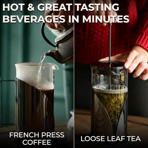Stainless Steel French Press Coffee Maker 34 oz (Dark Chrome)
