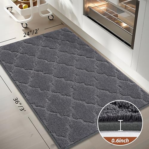 Kitchen Rugs Non Slip Washable 24"x36" (Dark Grey / 24"X 36")